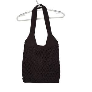 Womens brown crochet messenger purse y2k evening knit grandmacore fairy grunge